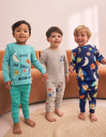 Ecru/Navy/Green Spaceship Relaxed Snuggle Pyjamas 3 Pack