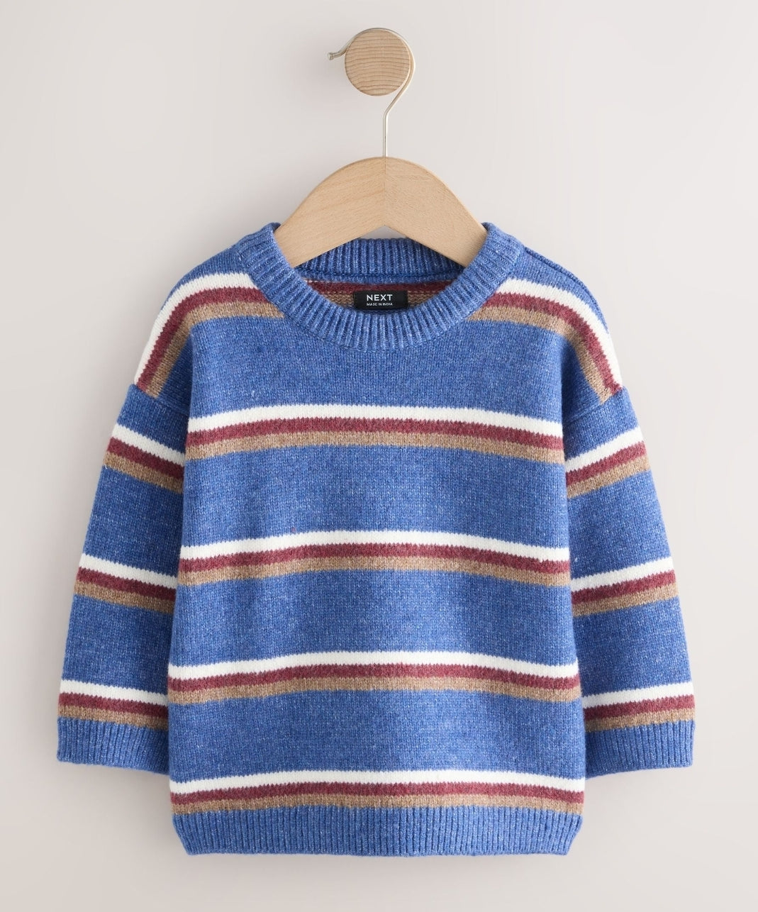 Blue Striped Knitted Crew Neck
Jumper