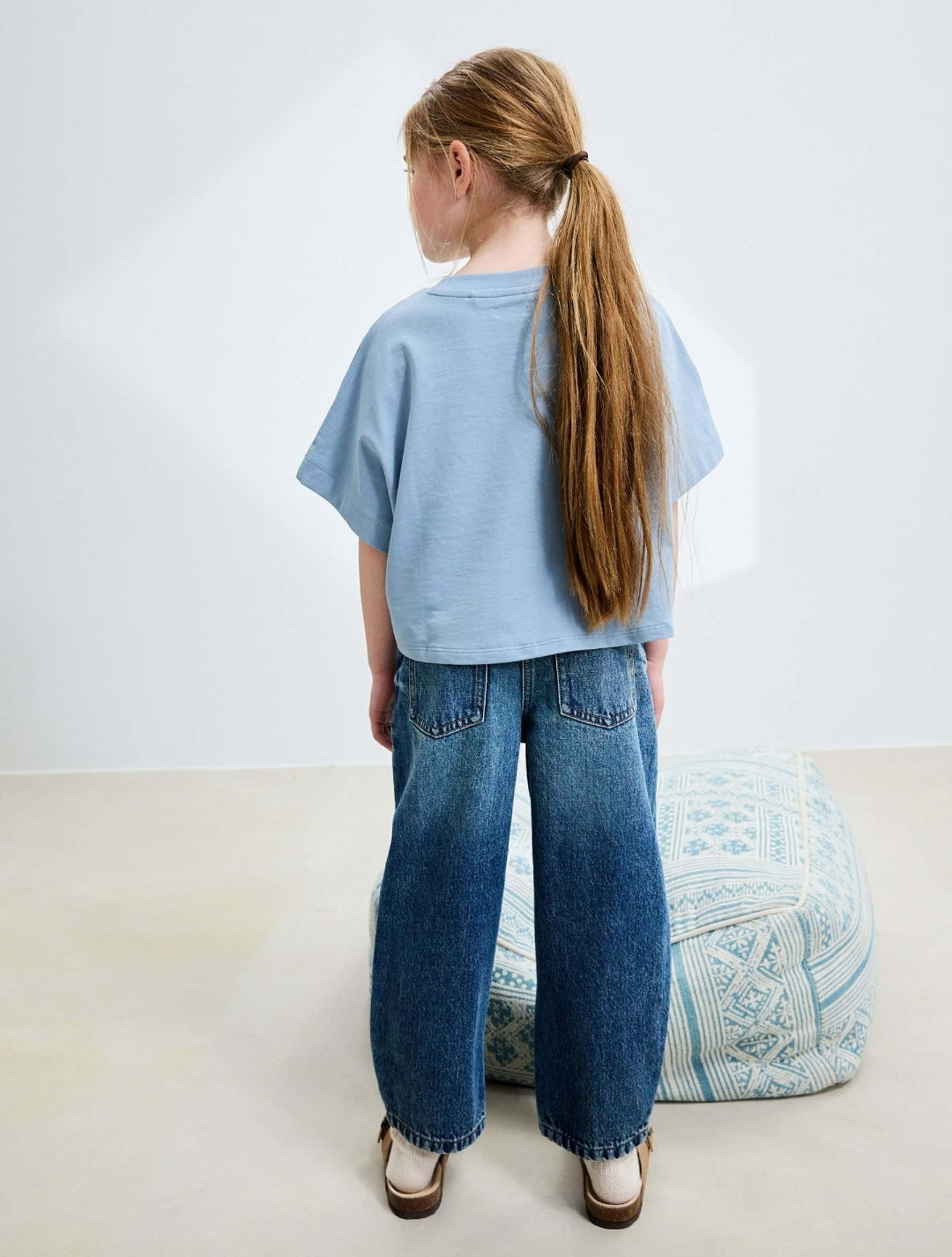 Mid Blue Denim Barrel Jeans