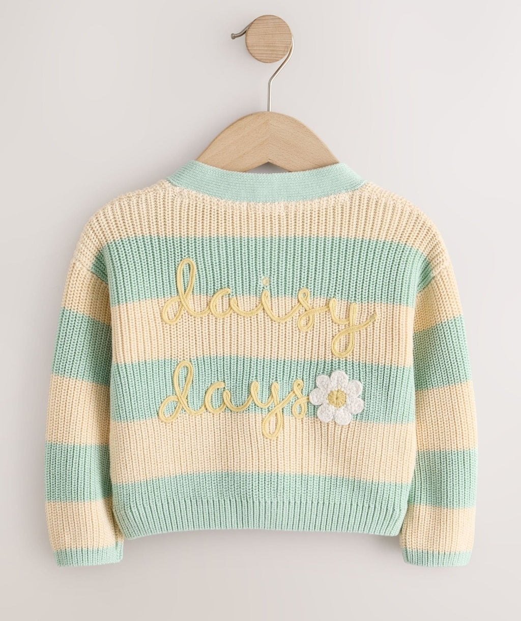 Blue and Ecru Daisy Days V-Neck Cardigan