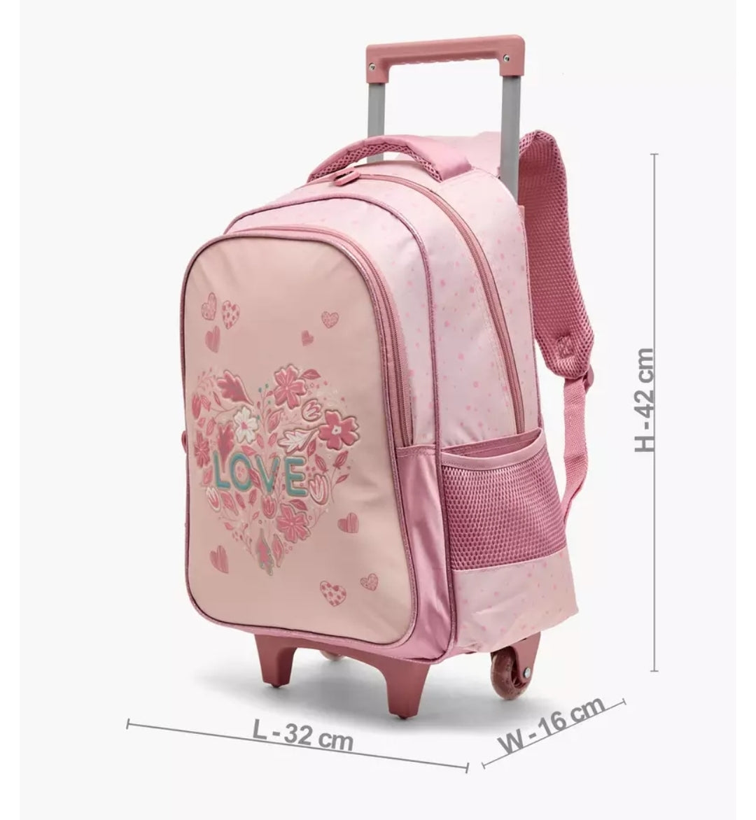 Juniors Floral Print 5-Piece School Trolley Bag Set16 inches