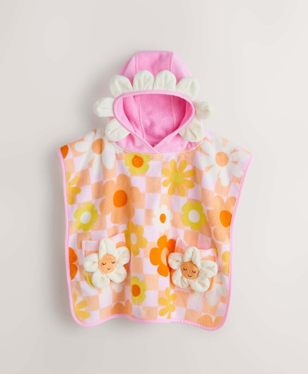 Pink/Orange Checkerboard Floral
Towelling Poncho