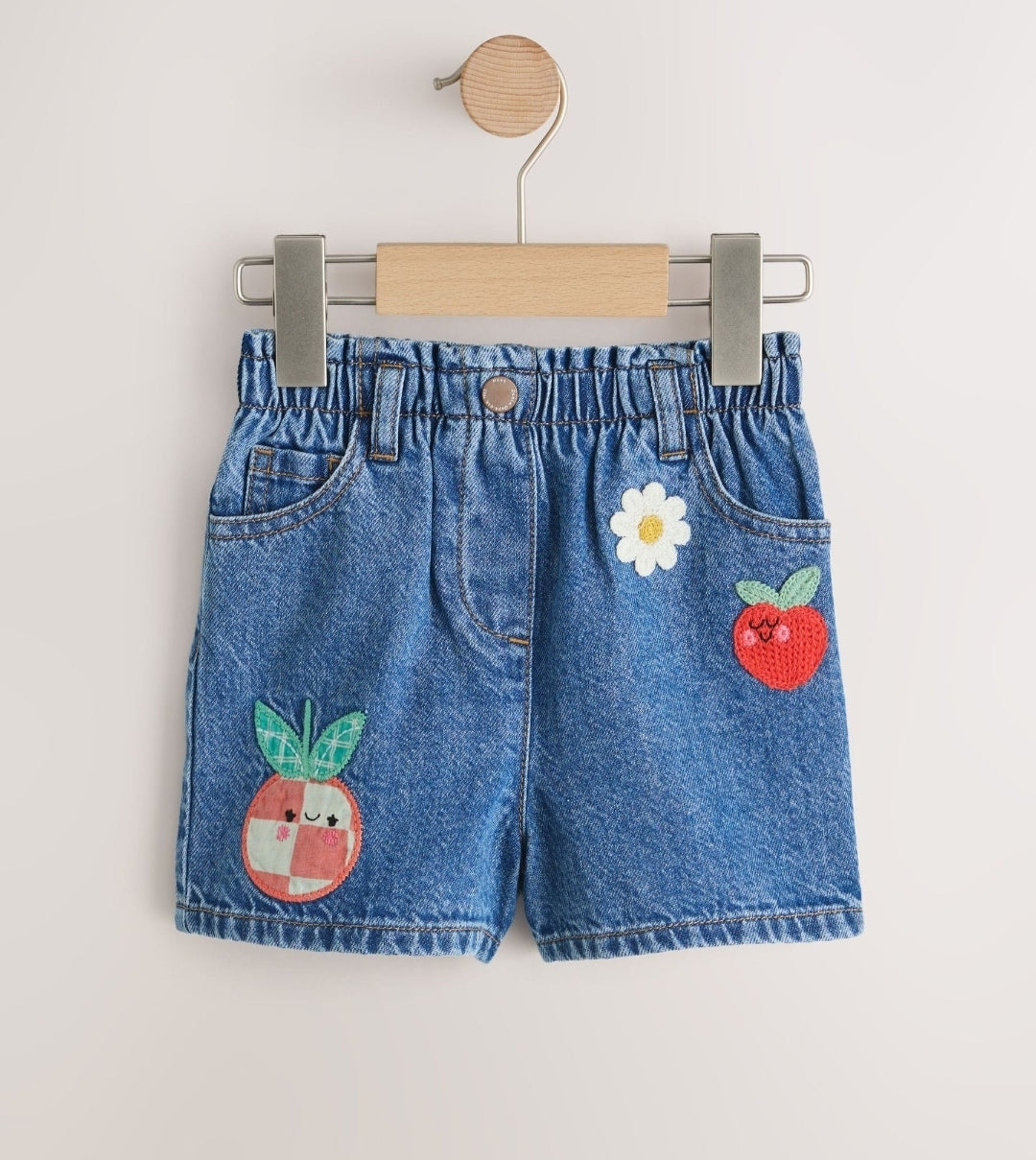 Mid Blue Denim Fruit Character Pullon Shorts