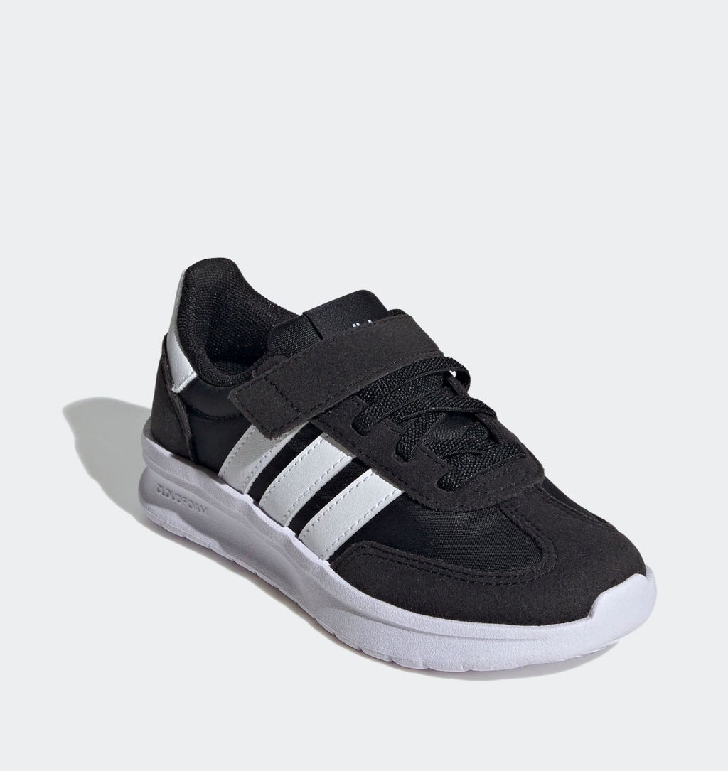 adidas Black/White Run 70s 2.0 Hook and Loop Kids Trainers