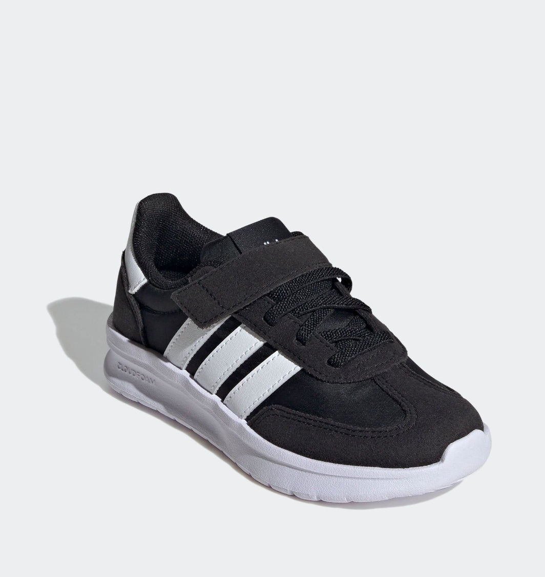 adidas Black/White Run 70s 2.0 Hook and Loop Kids Trainers