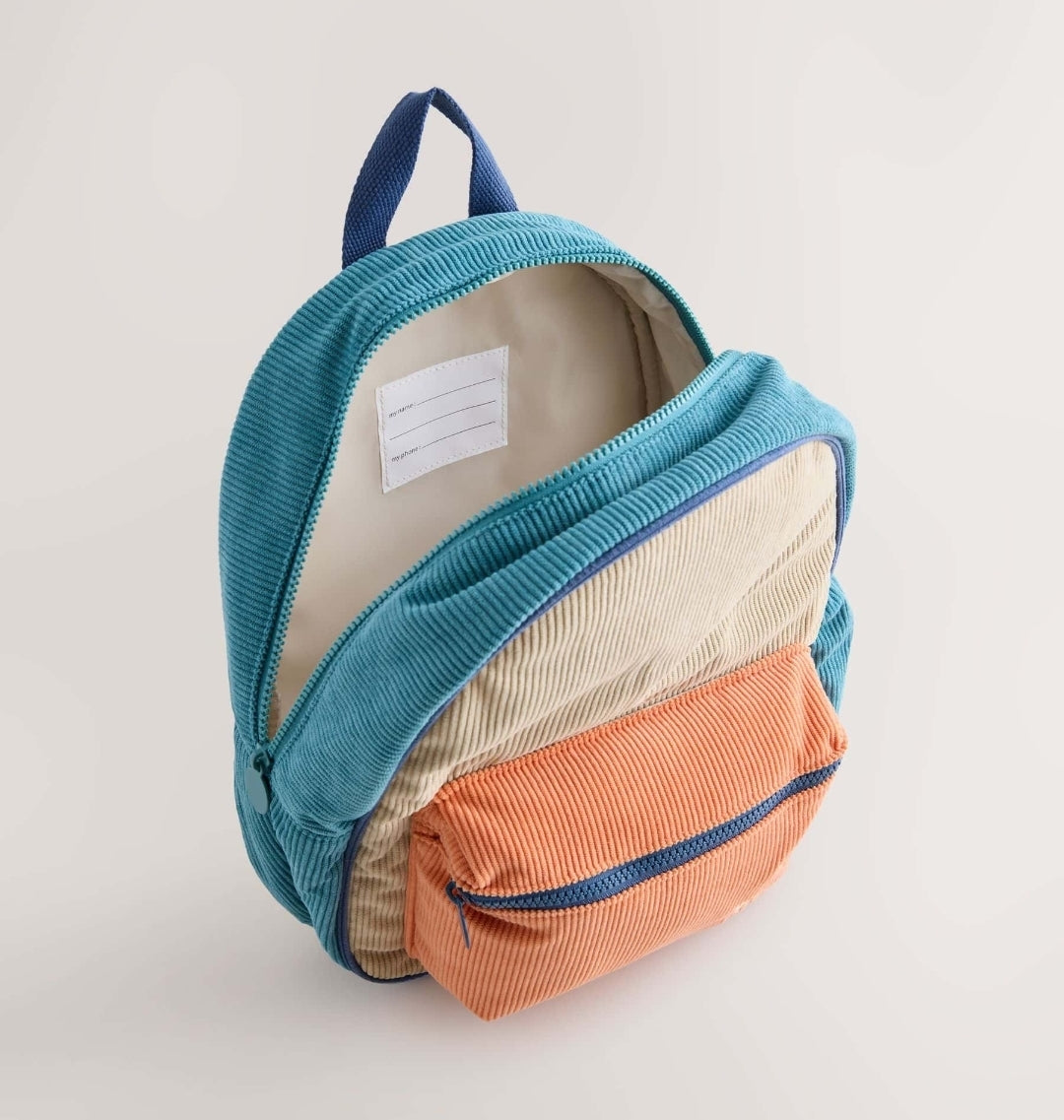 Pastel Colourblock Corduroy Backpack 14 inches