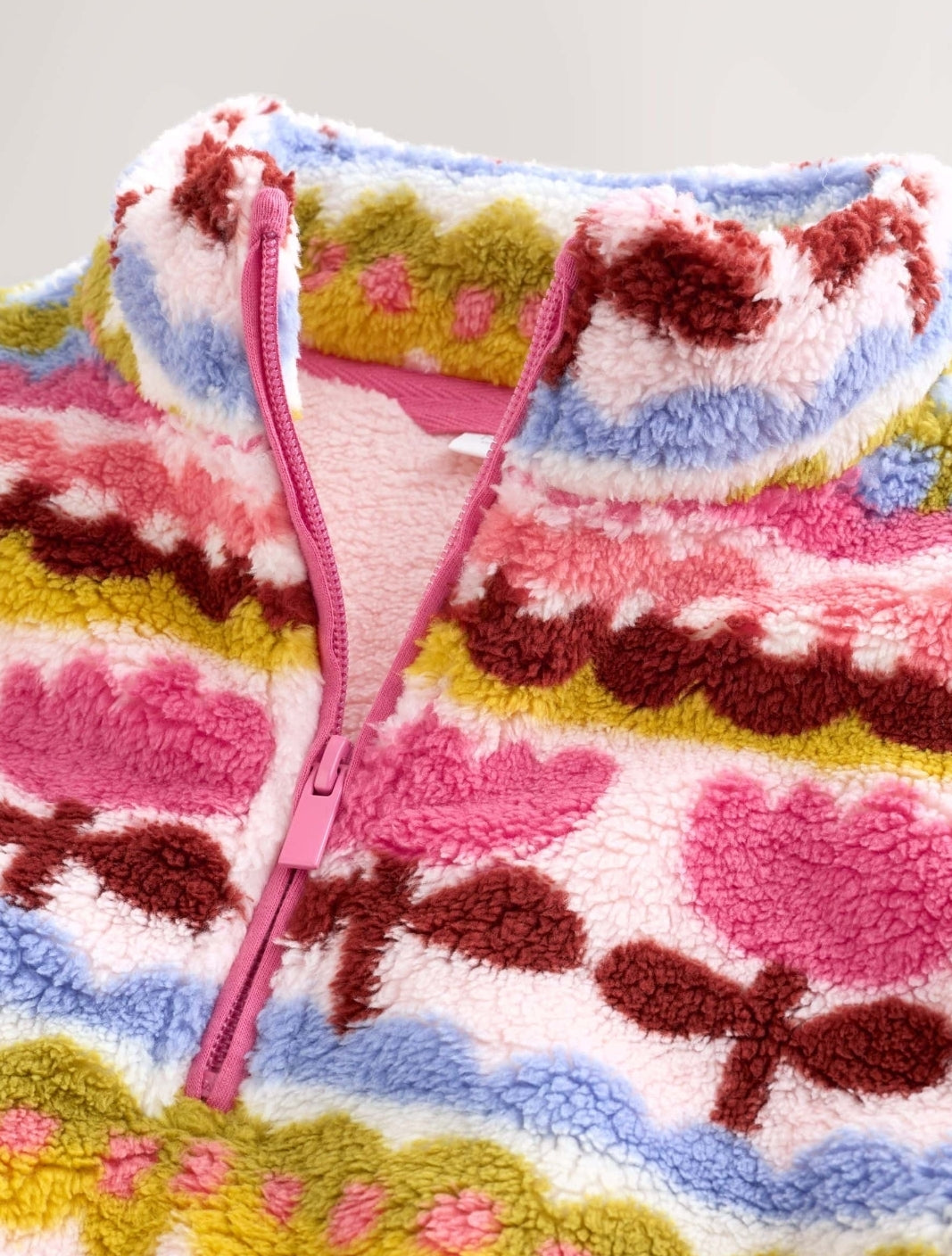 Pink/Blue Flowers Half Zip Fleece