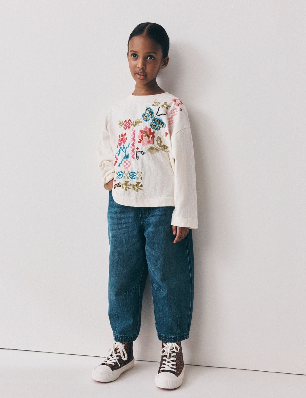 Ecru Embroidery Long Sleeve Top