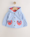 Blue Striped Strawberry Pocket Baby Hooded Jacket