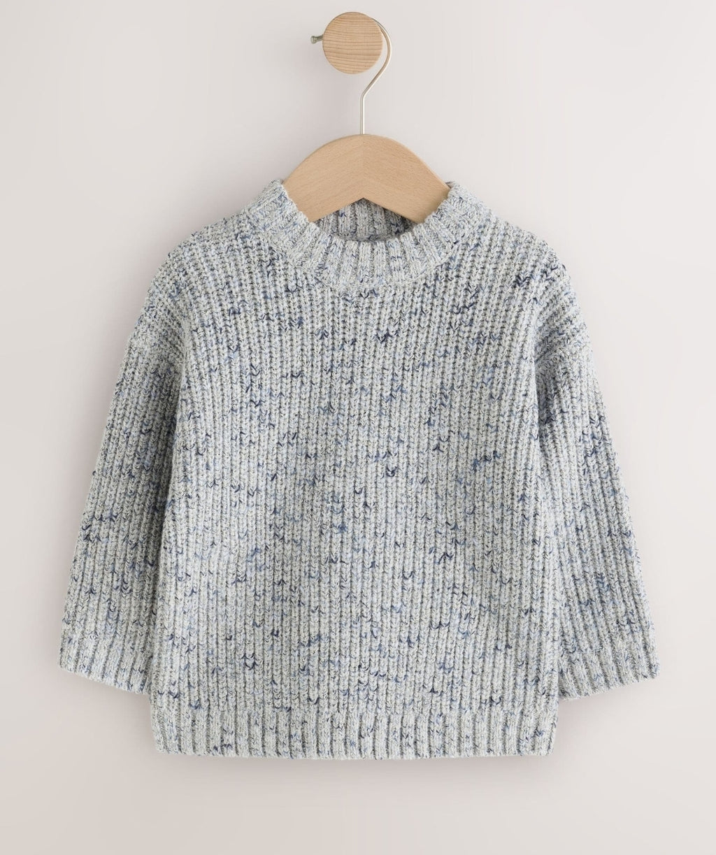 Grey Twist Knitted Crew Neck Jumper