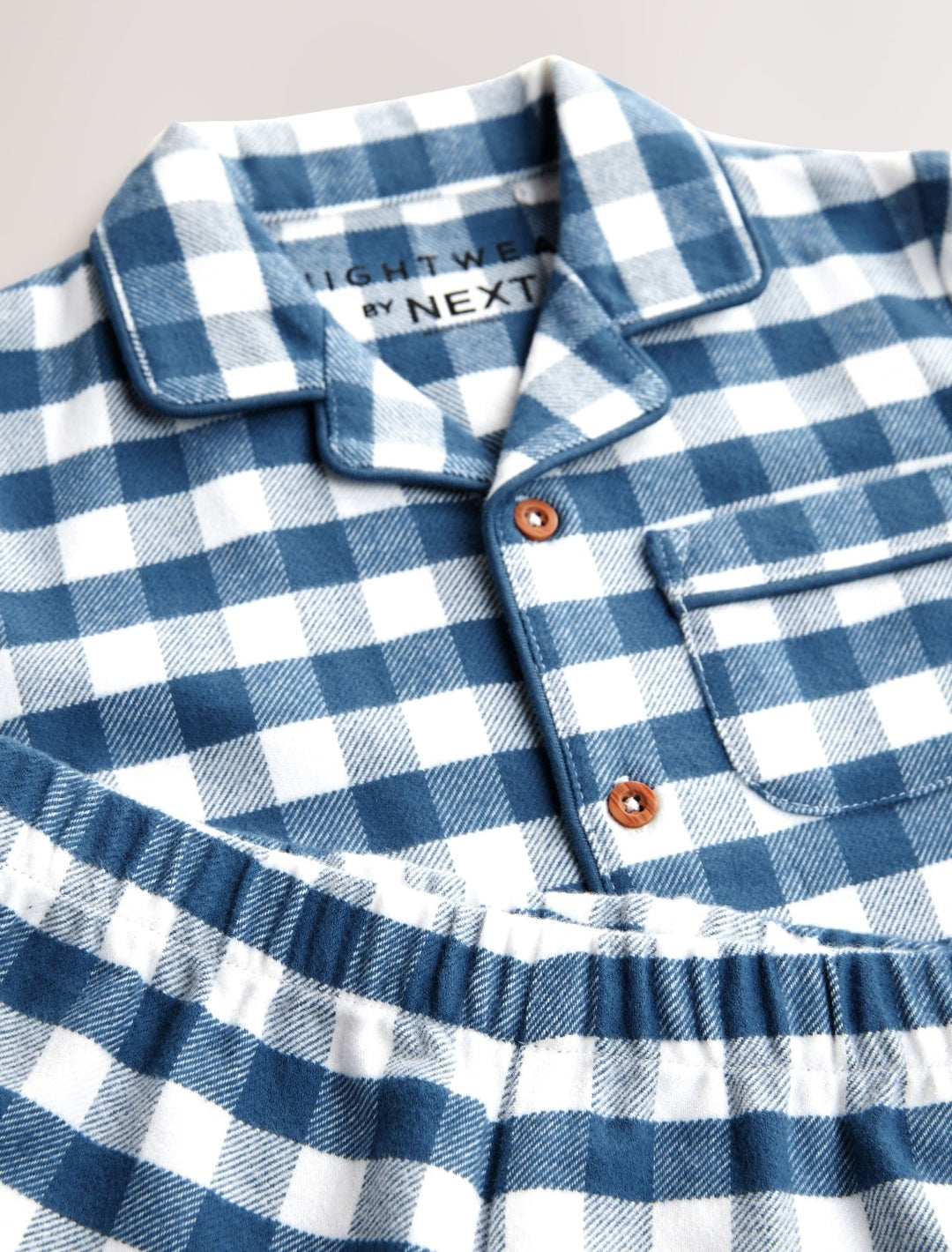 Blue/White Check Button Down Pyjamas