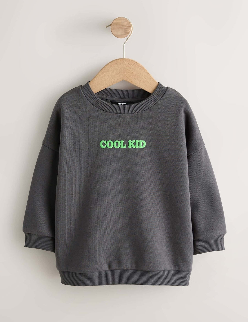 Charcoal Grey Cool Kid Printed Crew Neck Sweat Top