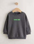 Charcoal Grey Cool Kid Printed Crew Neck Sweat Top