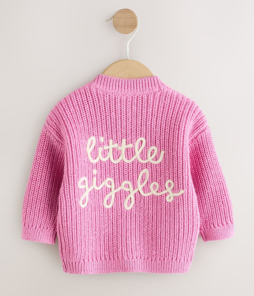 Pink Little Giggles Baby Embroidered Back Cardigan