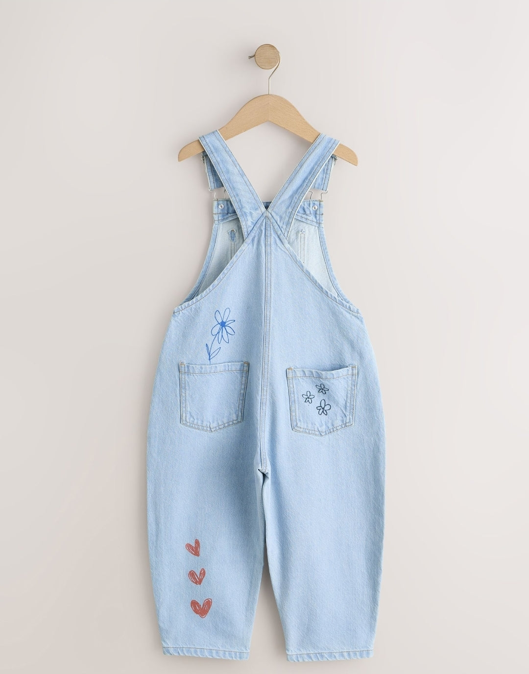 Denim Graffiti Printed Dungarees