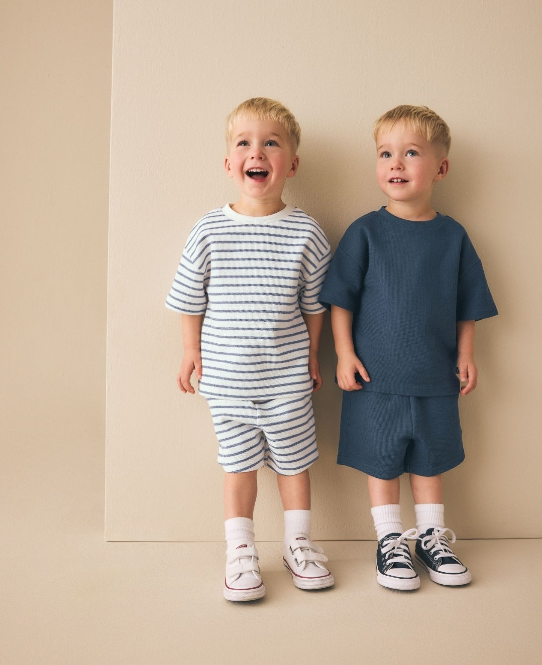 Blue/White Stripe Short Sleeve
T-Shirt and Shorts Set 2 Pack