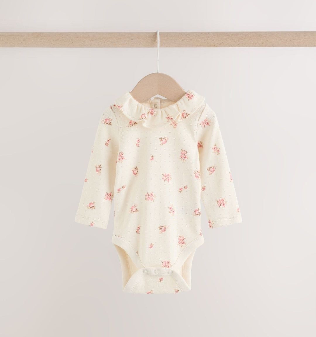 White Floral Bodysuit, Legging with Pink Knitted Cardigan Baby