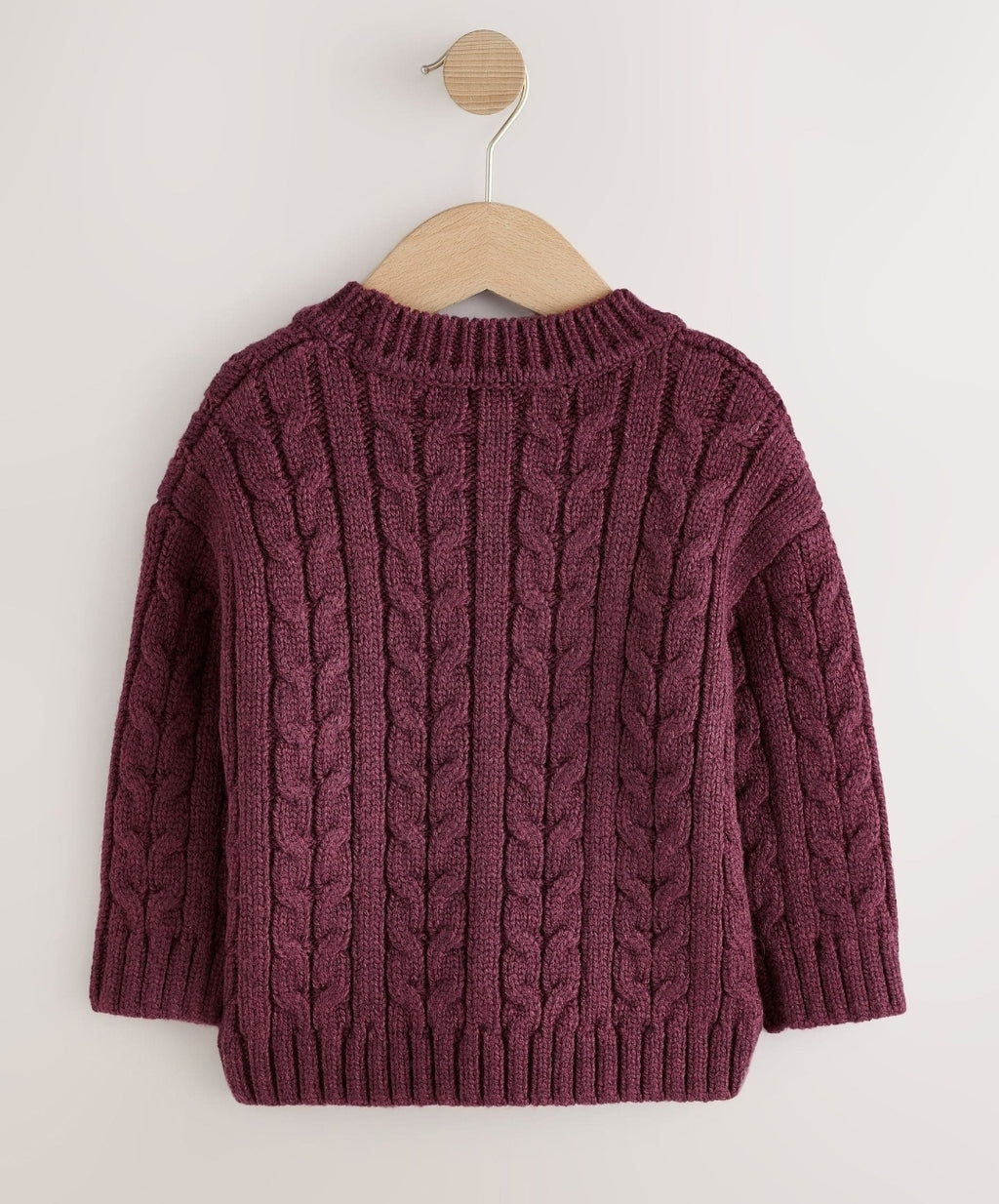Plum Purple Cable Knit Crew Neck Jumper