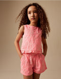 Pink Gingham Peplum Blouse and Shorts Set