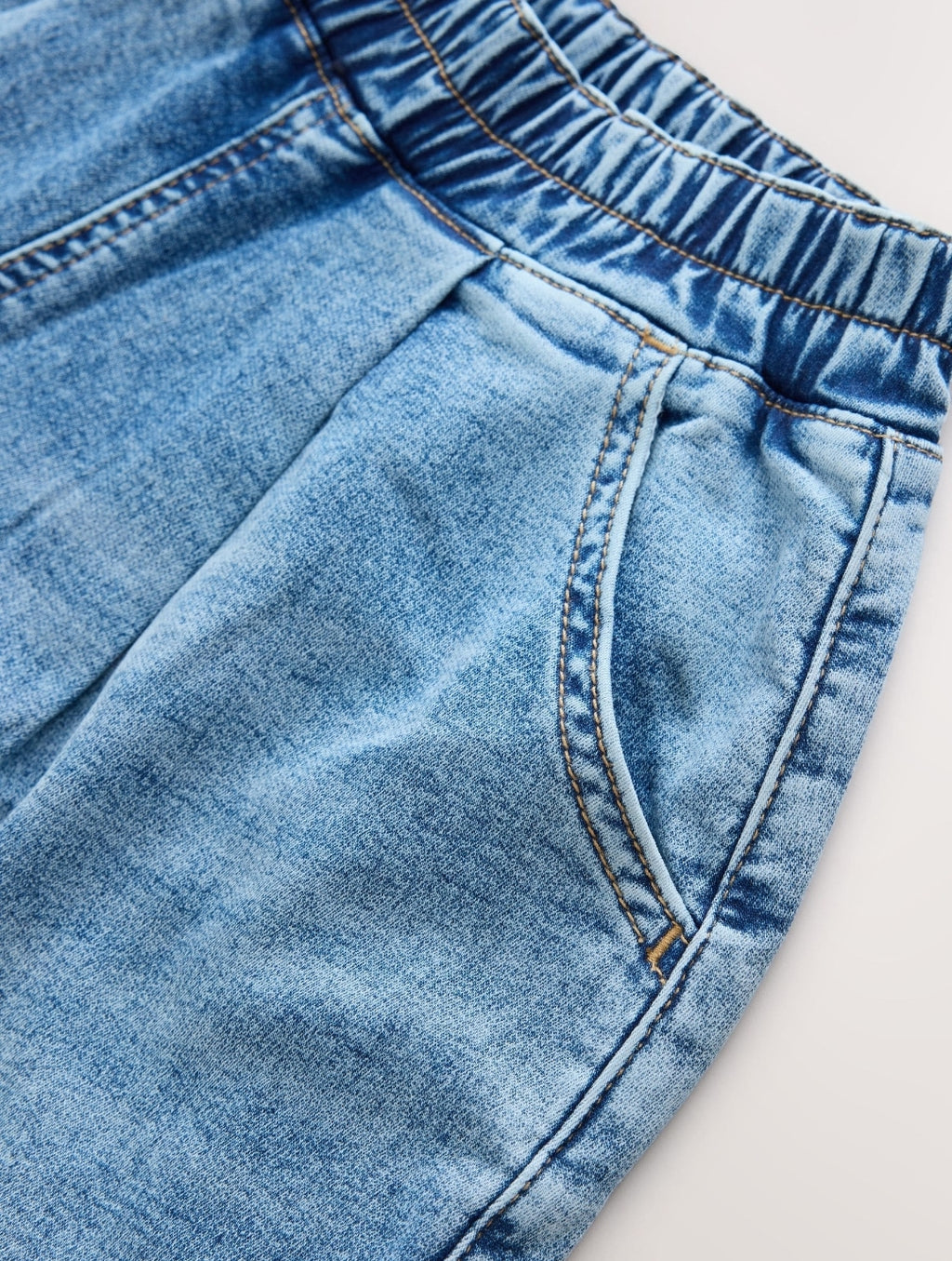 Mid Wash Jersey Denim Baggy Loose Fit Jeans