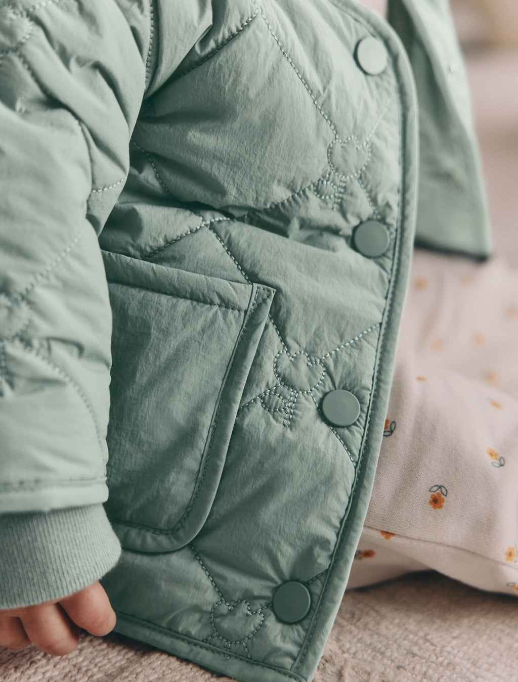 Sage Green Tulip Quilted Nylon
Baby Jacket
