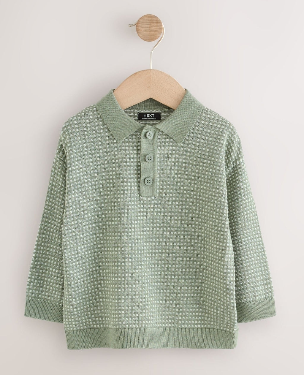 Green Textured Knitted Popper
Neck Polo Shirt