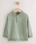 Green Textured Knitted Popper
Neck Polo Shirt