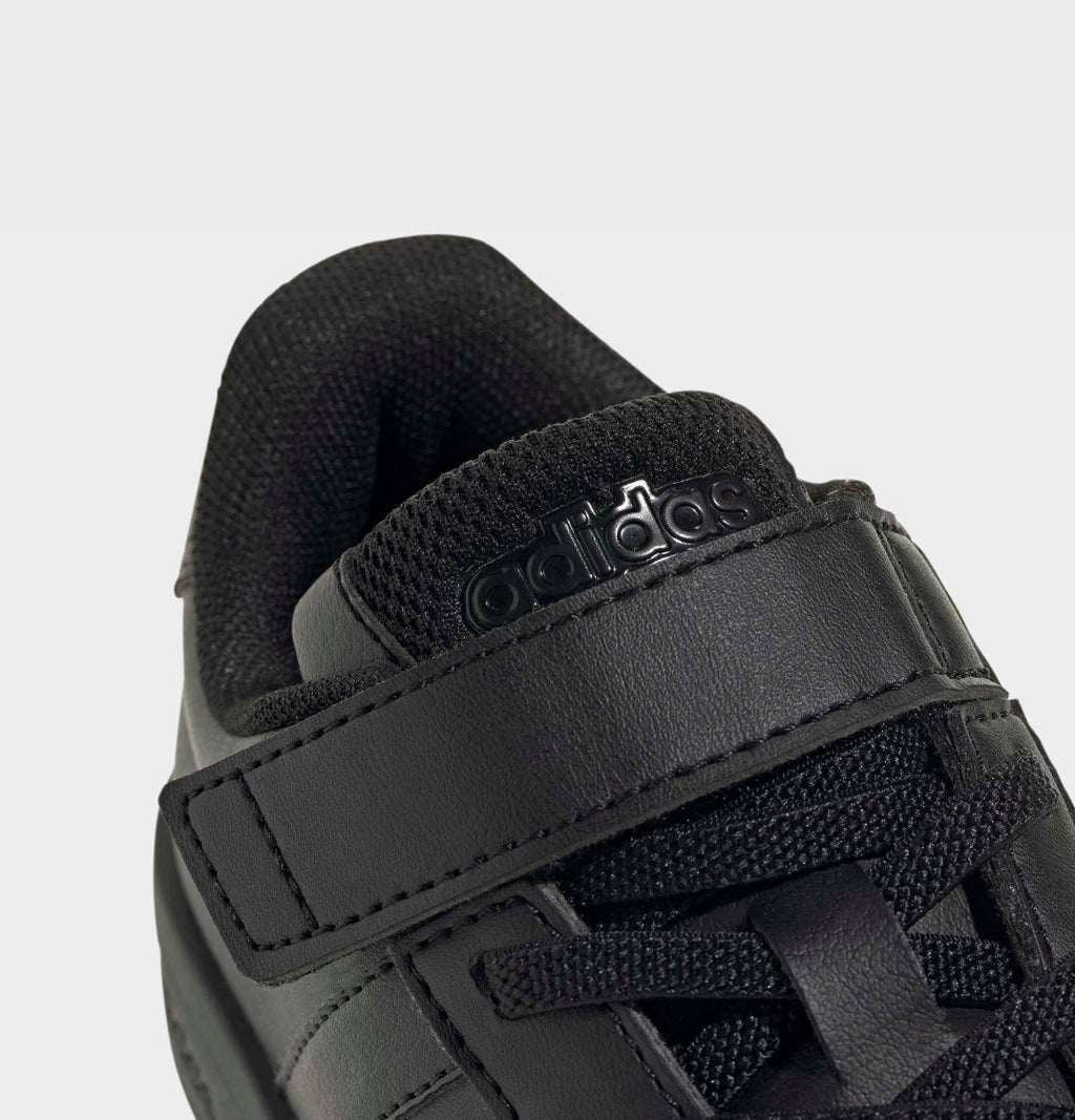 adidas Black Grand Court 3.0 Elastic Lace Kids Trainers