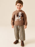 Chocolate Brown Dog Character Knitted Crew Neck Jumper