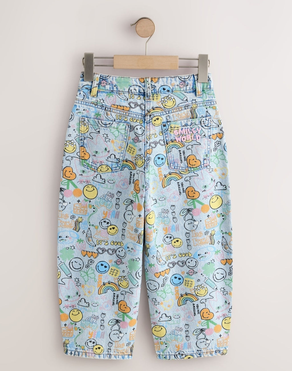 Smiley World Doodle Print Barrel
Leg Jeans
