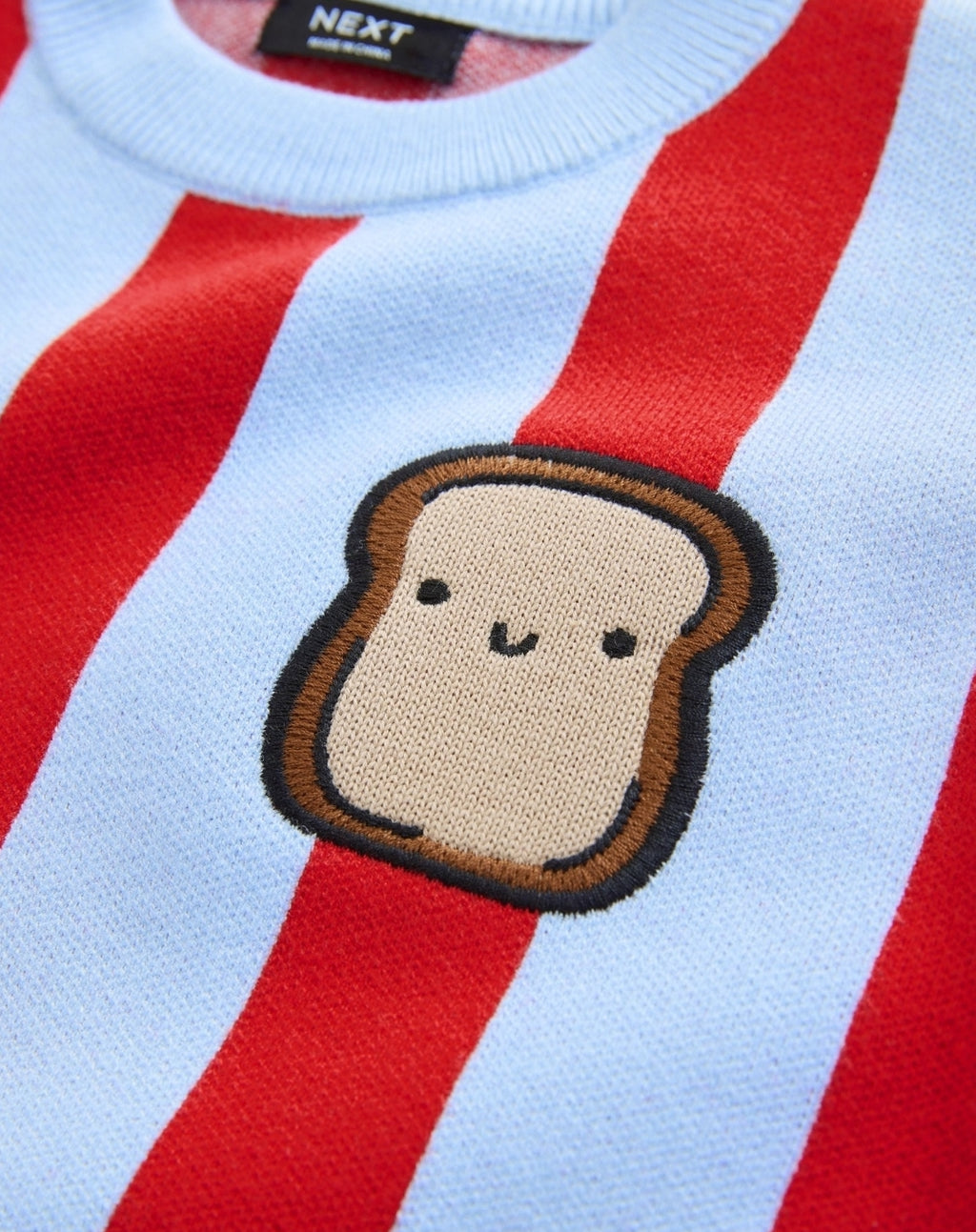 Red/Blue Toast Knitted Crew Neck Jumper