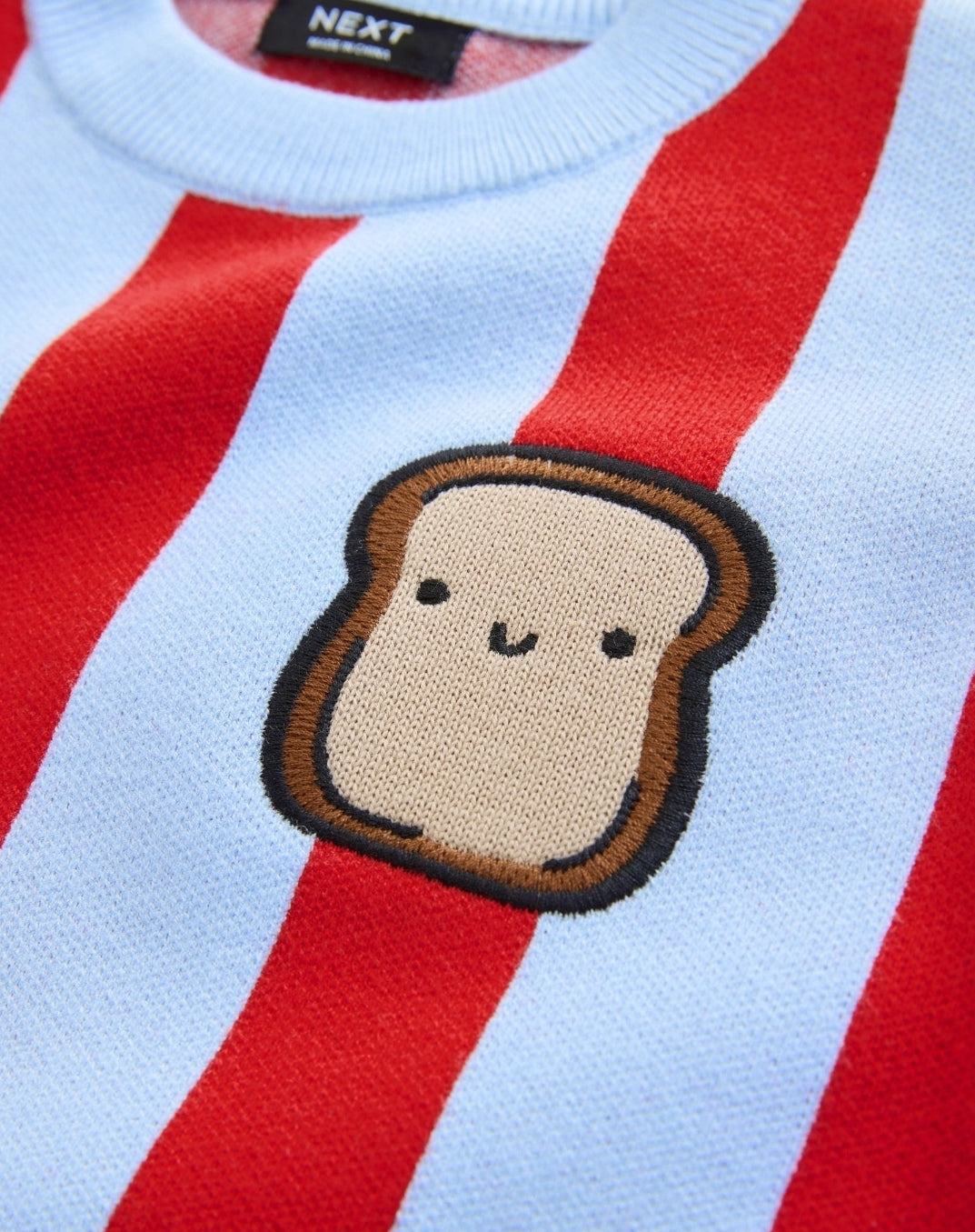 Red/Blue Toast Knitted Crew Neck Jumper