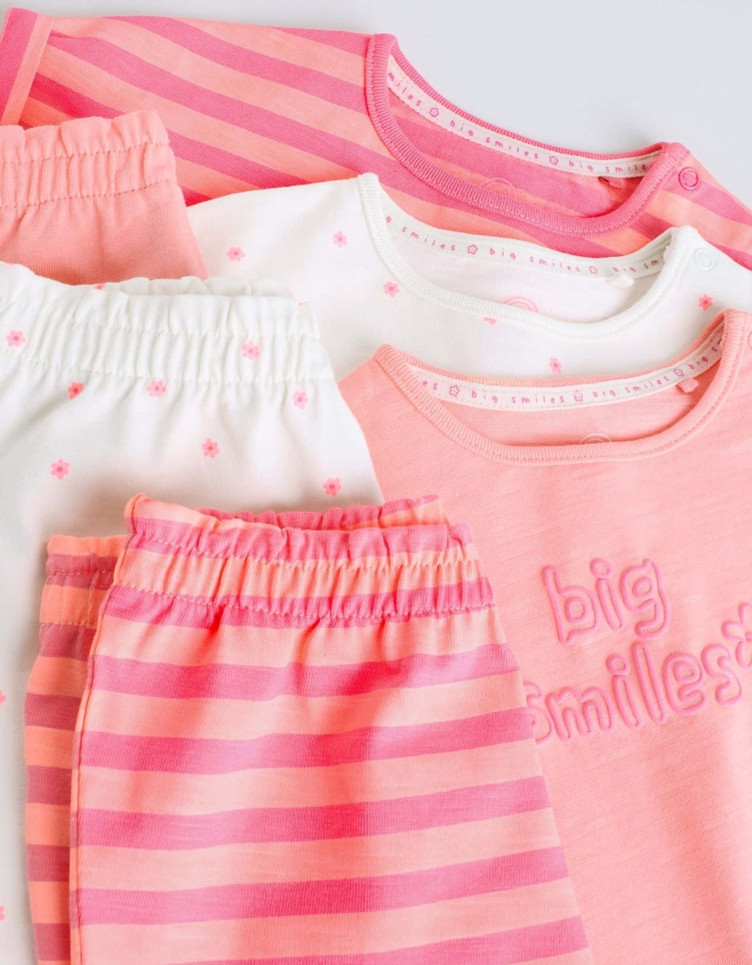 Pink Slogan Short Sleeve Top and Shorts Baby Set 6 Piece