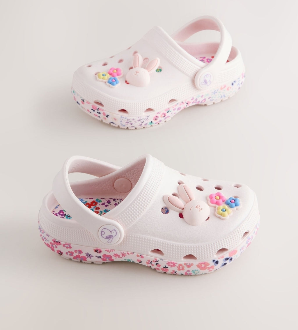 White/Pink Bunny Character Clogs