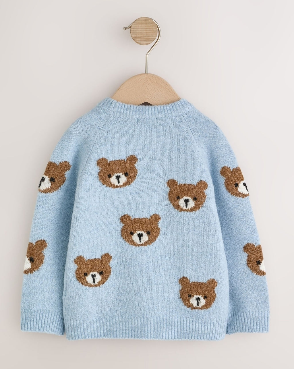 Light Blue Bear All Over Character Knitted Crew Neck Jumper
