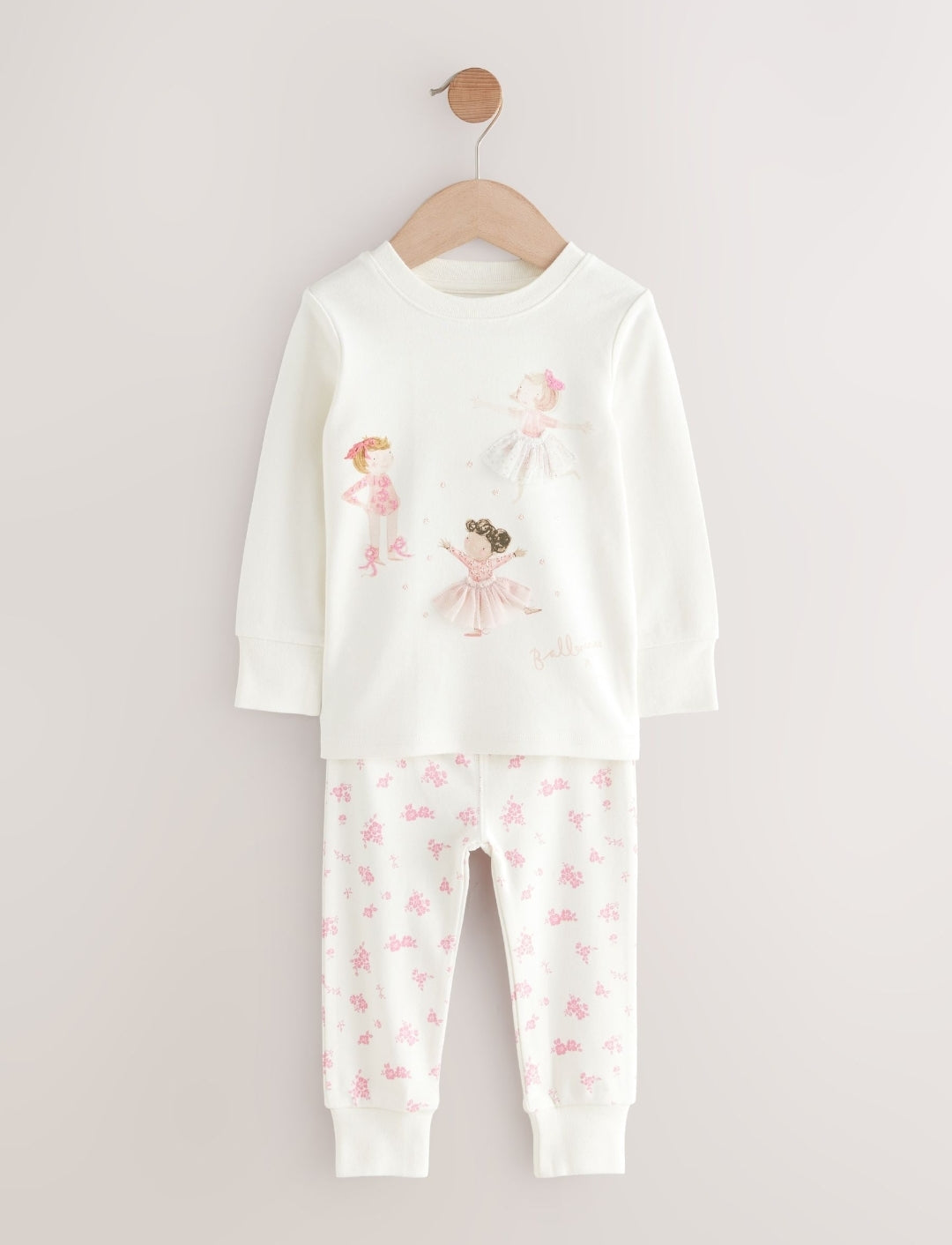 Pink/Cream Ballerina Snuggle Pyjamas 3 Pack