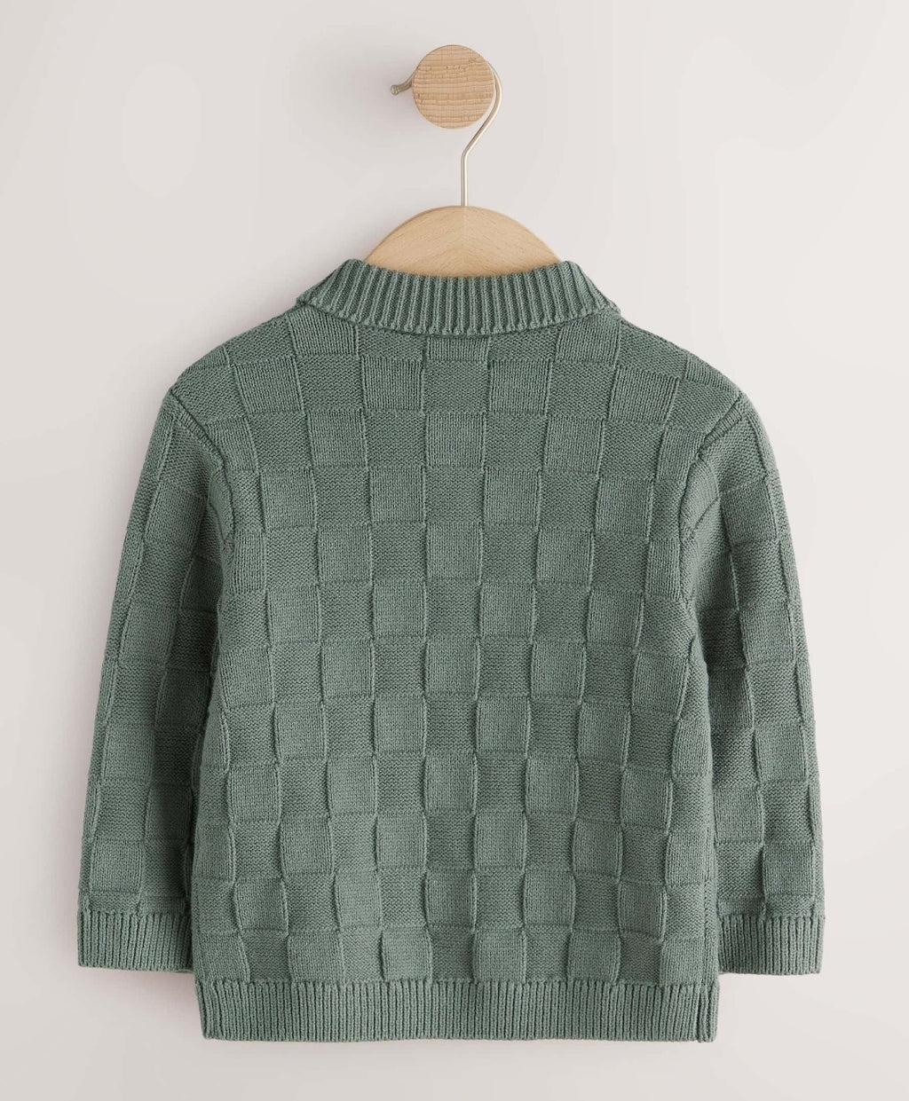 Green Textured Knitted Zip Neck
Polo Shirt