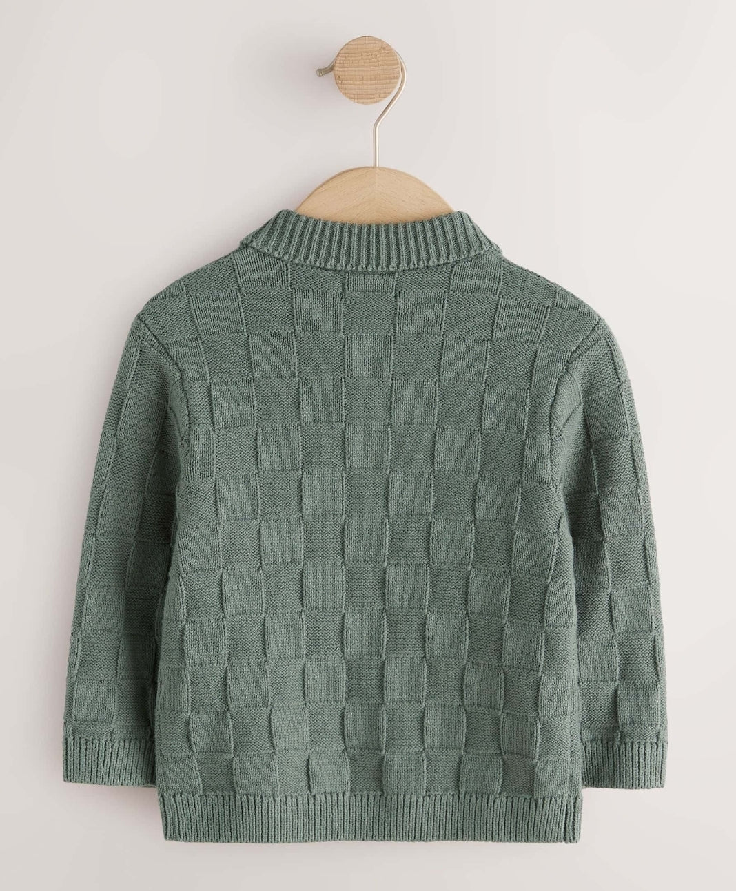 Green Textured Knitted Zip Neck
Polo Shirt