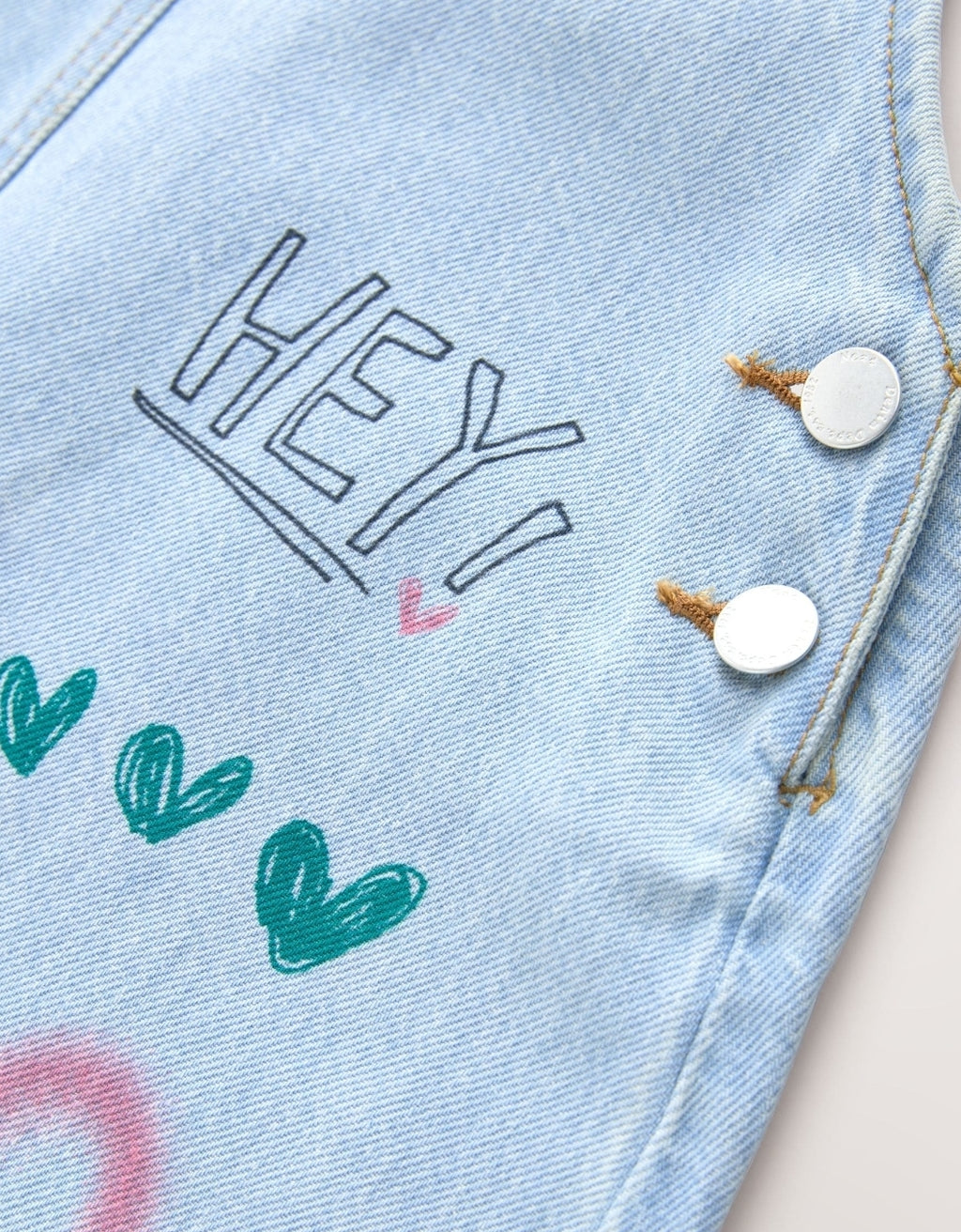 Denim Graffiti Printed Dungarees