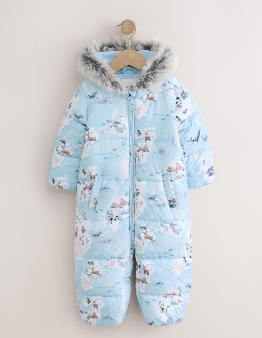Blue Winter Scene Print Shower Resistant Snowsuit