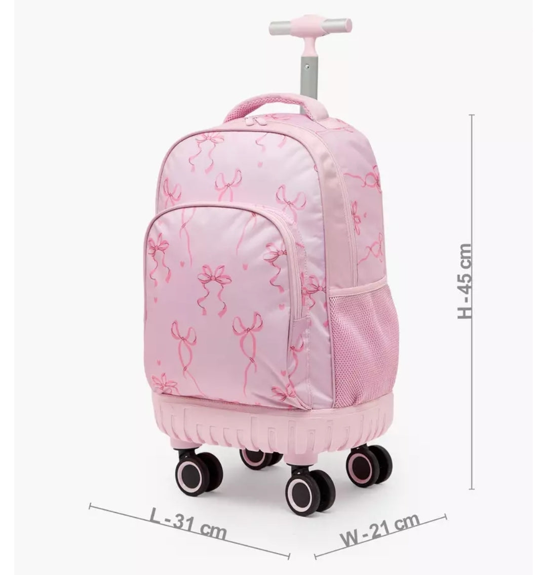 Juniors Bow Print 3-Piece School Trolley Bag Set18 inches