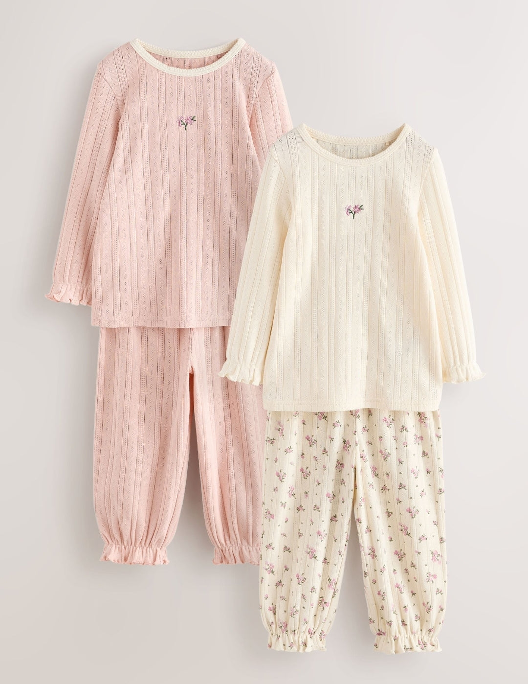 Pink Pointelle Jogger Pyjamas 2 Pack