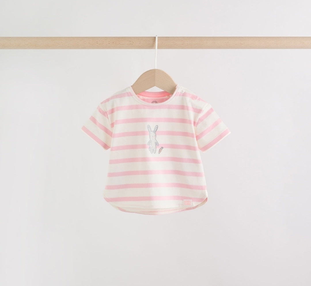 Grey and Pink Short Sleeve Top and Leggings Baby Set 6 Piece