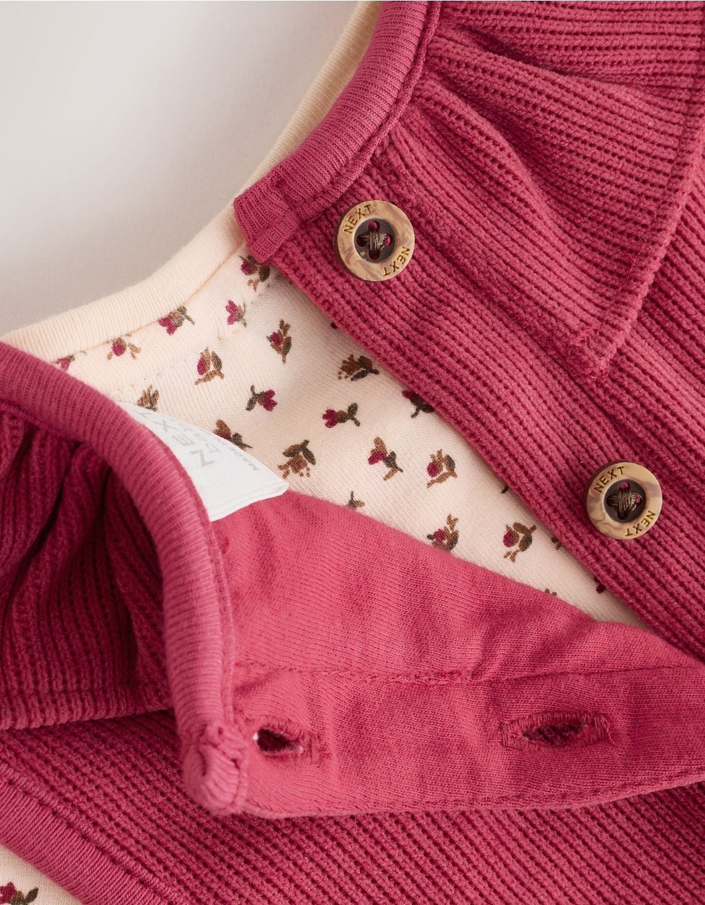 Red Corduroy Baby Long Sleeve Bodysuit And Dungarees Set 2