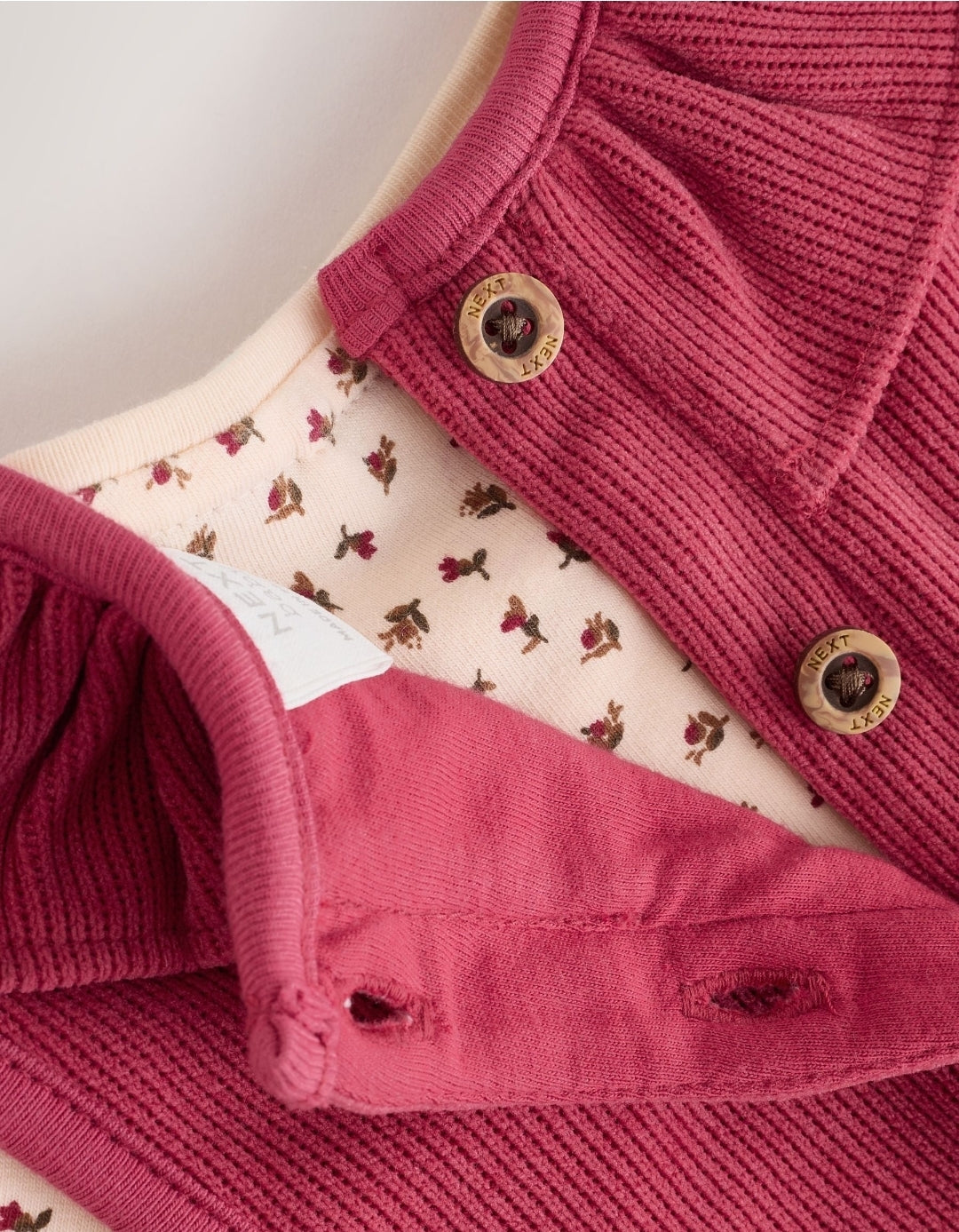 Red Corduroy Baby Long Sleeve Bodysuit And Dungarees Set 2