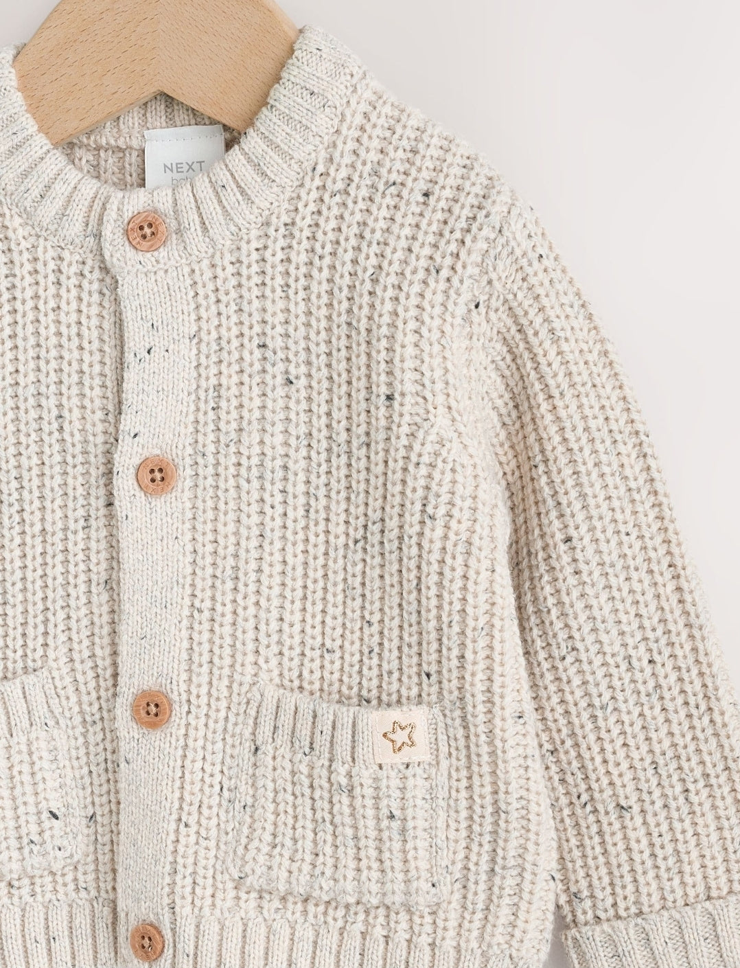 Neutral "My First Eid" Baby Knitted Cardigan