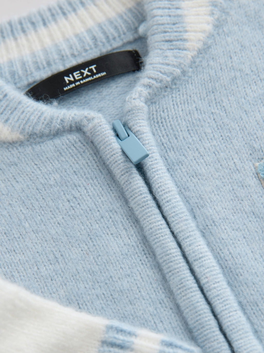 Blue Zip Through Varsity Bomber Cardigan