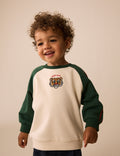 Green/White Printed Crew Neck Sweat