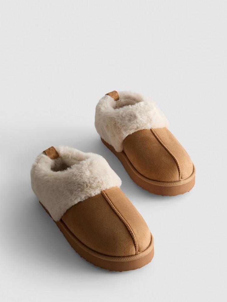 Primark Faux Fur Trim Mule Slippers