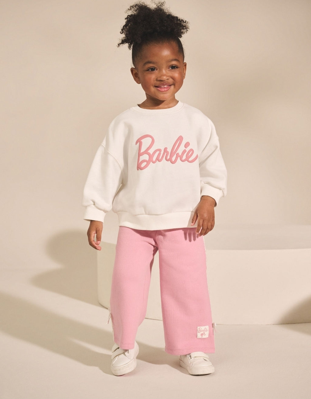 Cream/Pink Barbie Sweatshirt & Wide Leg Joggers Set
